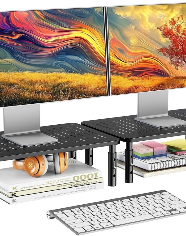 HUANUO Computer Monitor Stand for Desk, Adjustable Laptop Riser, 2 Pack